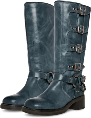 Women Low Chunky Heel Ankle Booties Round Toe Side Zipper Short Boots Vintage 1 inch Block Heel Ankle Boots Distressed Slouchy Short Boots Mid Calf Retro Casual Comfy 4-11 M US