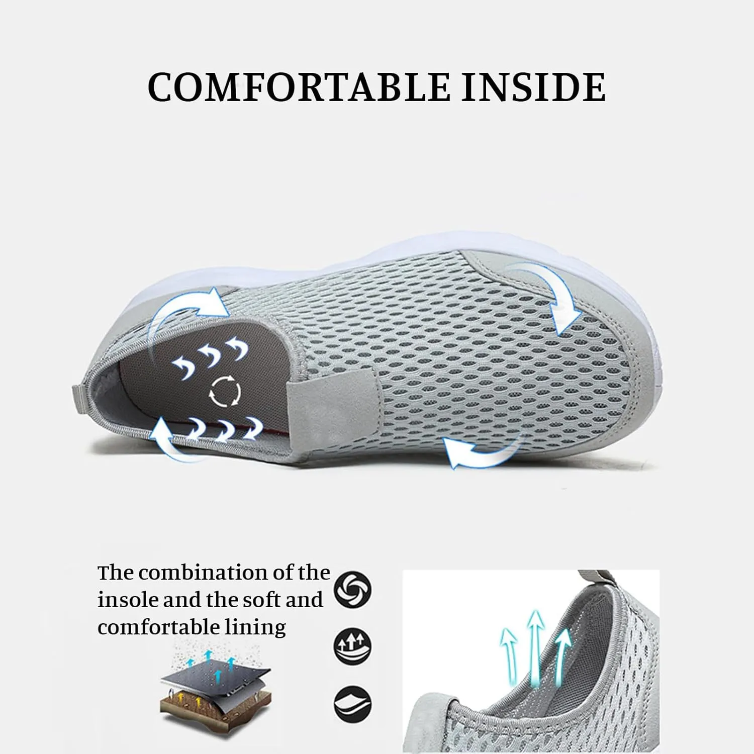 Women Men Breathable Slip-on mesh Loafers Lightweight Non-Slip Casual Walking Shoes Comfy and Running Leather Sneakers Summer Single Wide Width Comfort Ultralight Flats Hook & Loop Fashion