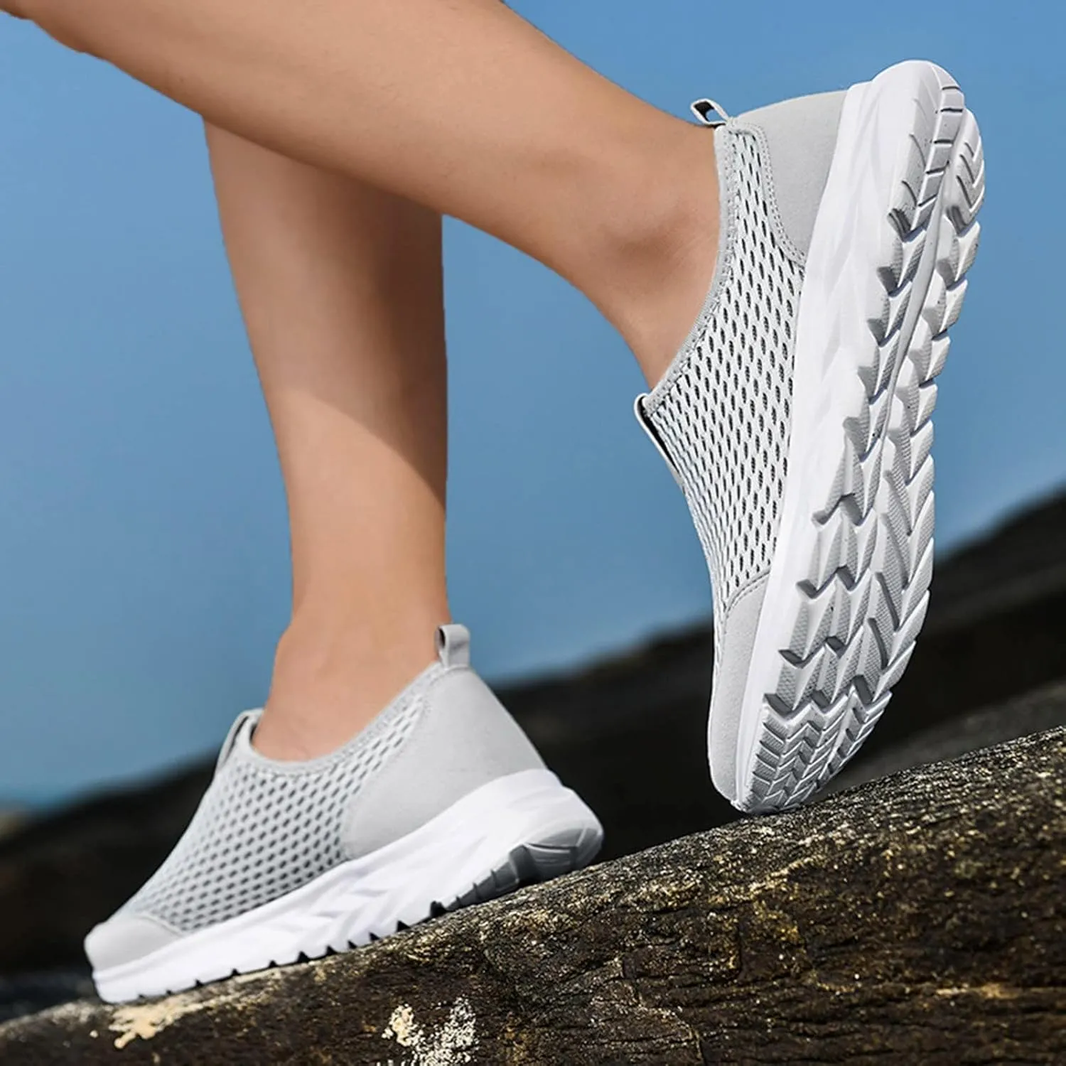 Women Men Breathable Slip-on mesh Loafers Lightweight Non-Slip Casual Walking Shoes Comfy and Running Leather Sneakers Summer Single Wide Width Comfort Ultralight Flats Hook & Loop Fashion