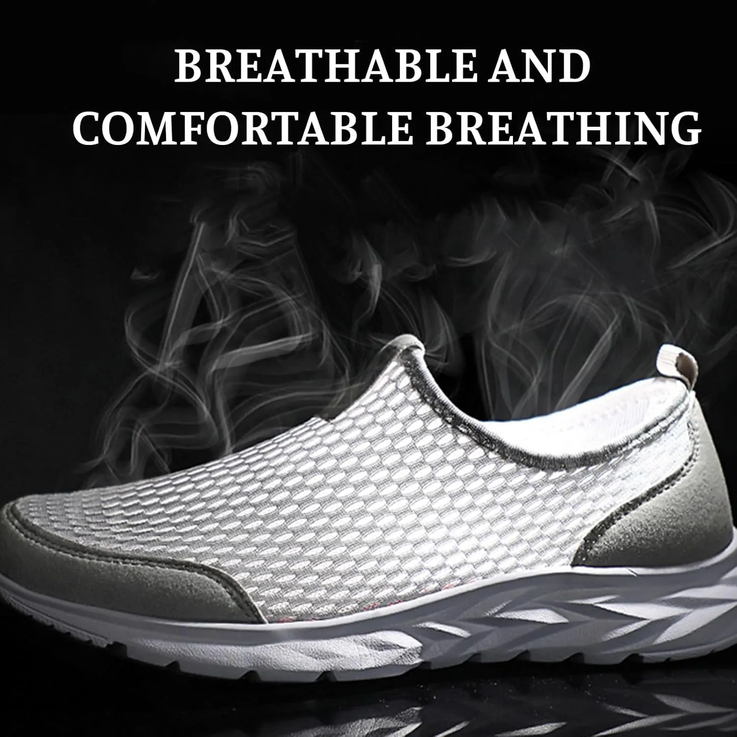 Women Men Breathable Slip-on mesh Loafers Lightweight Non-Slip Casual Walking Shoes Comfy and Running Leather Sneakers Summer Single Wide Width Comfort Ultralight Flats Hook & Loop Fashion