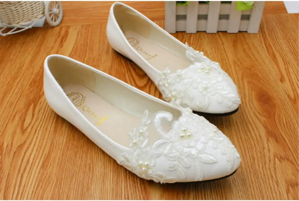 Women Shoes Lace Ballet Flats Bride Wedding Shoes Dress Flats Shoes