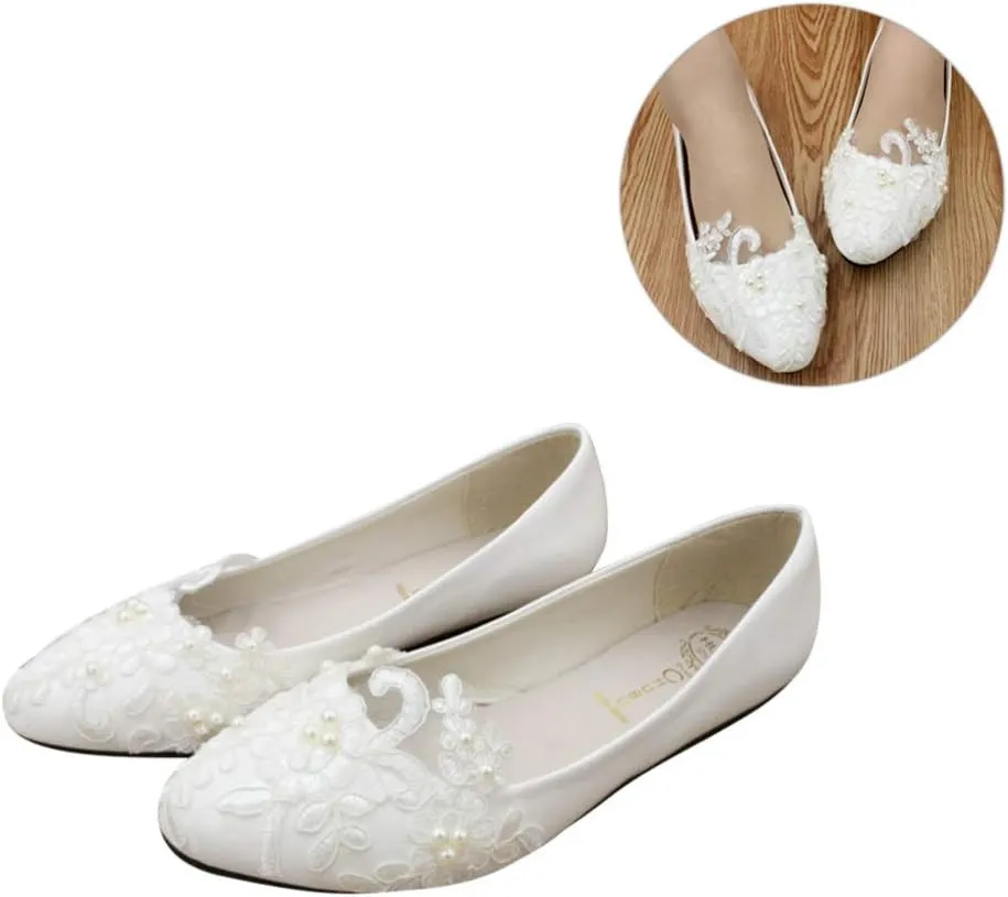 Women Shoes Lace Ballet Flats Bride Wedding Shoes Dress Flats Shoes