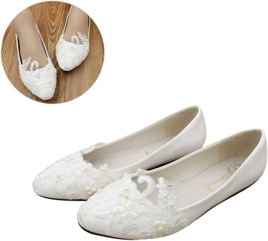 Women Shoes Lace Ballet Flats Bride Wedding Shoes Dress Flats Shoes