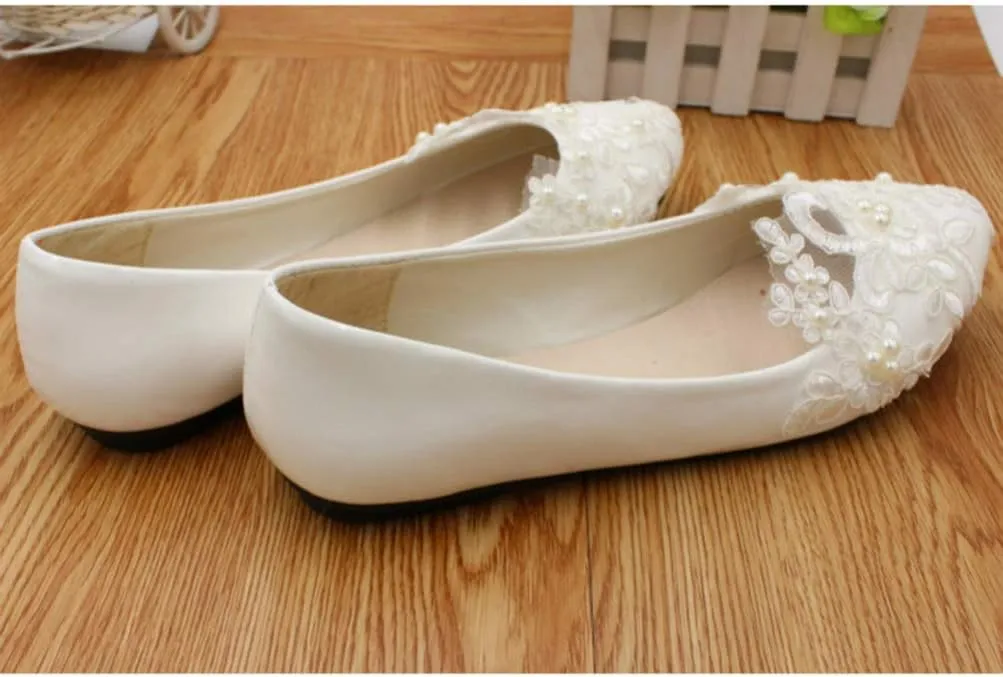 Women Shoes Lace Ballet Flats Bride Wedding Shoes Dress Flats Shoes