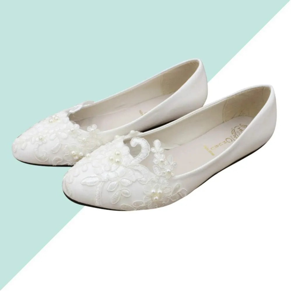Women Shoes Lace Ballet Flats Bride Wedding Shoes Dress Flats Shoes