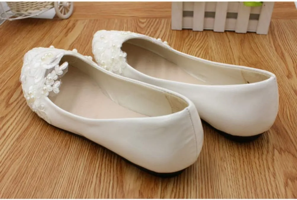 Women Shoes Lace Ballet Flats Bride Wedding Shoes Dress Flats Shoes