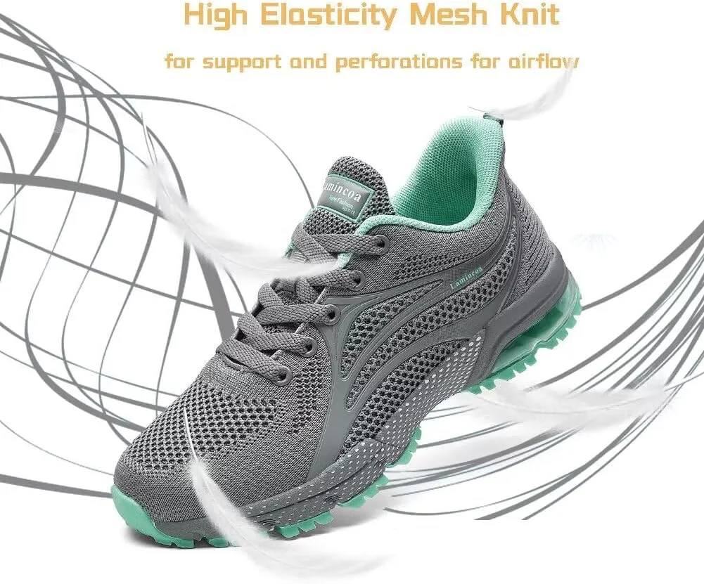 Womens Air Running Shoes Non Slip Tennis Walking Shoes Women Mesh Cushion Sneakers for Gym Workout Sports