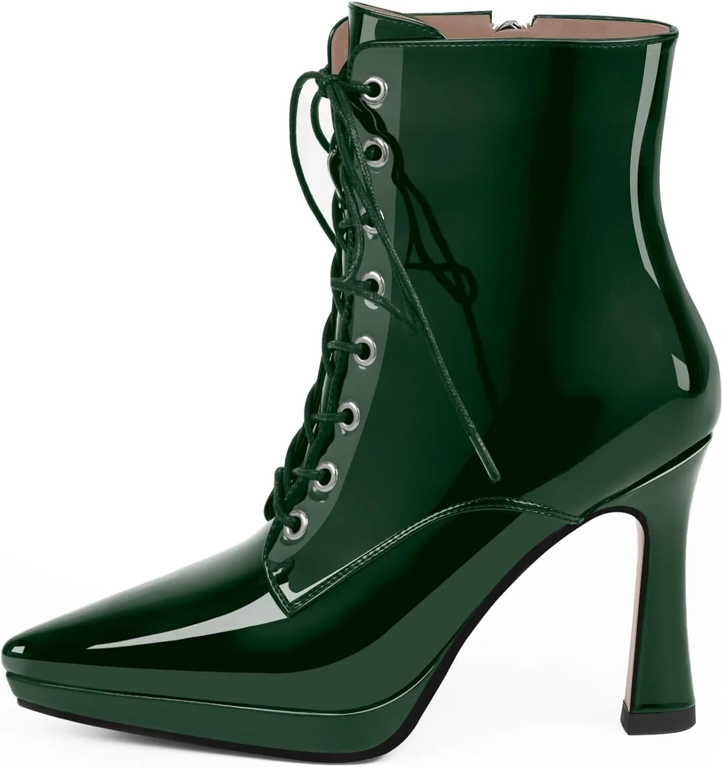 Women's Ankle Boots Platform Stilettos High Heel Pointed Toe Lace Up Dress Booties