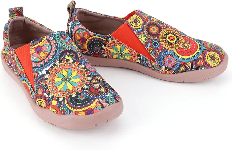 Women's Art Painted Casual Loafers Lightweight Slip On Canvas Walking Shoes Casual Flat Shoes Comfortable Boat Shoes Ladies Travel Shoes