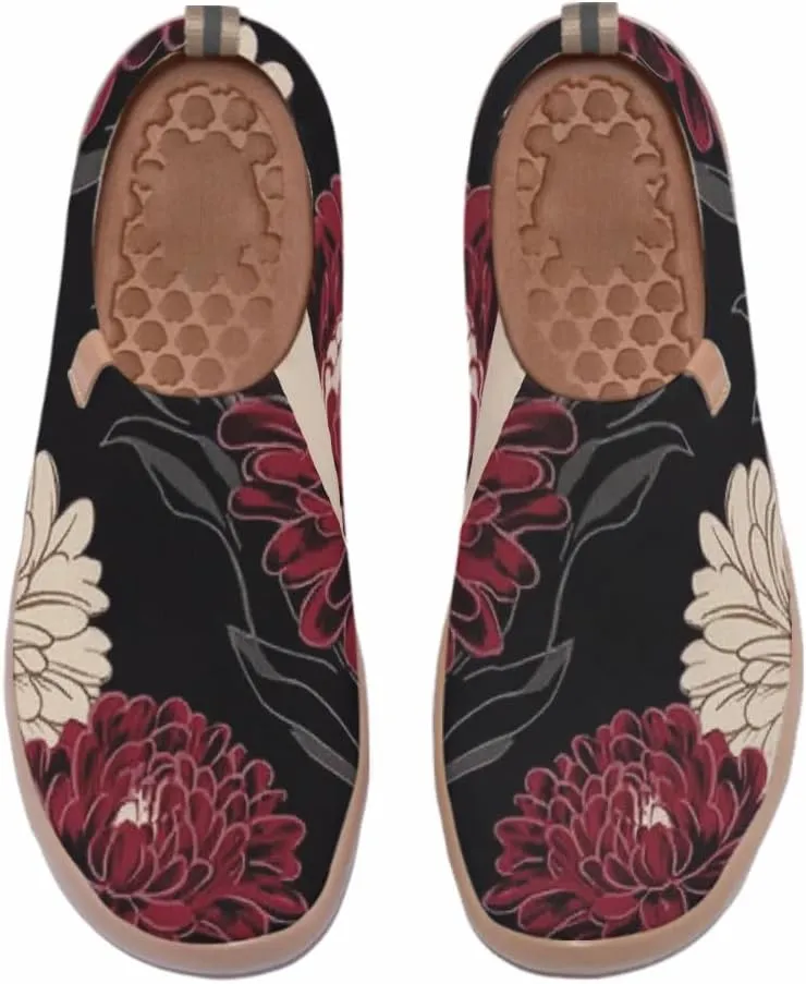Women's Art Painted Travel Shoes Slip On Casual Knit Loafers Lightweight Comfort Fashion Sneaker Flowers