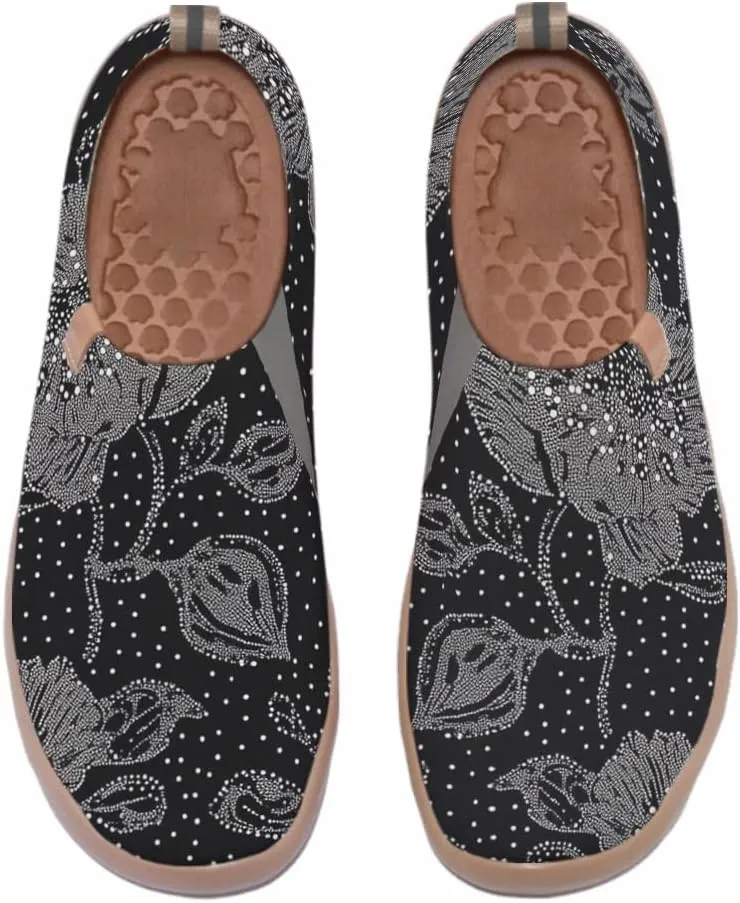 Women's Art Painted Travel Shoes Slip On Casual Knit Loafers Lightweight Comfort Fashion Sneaker Flowers