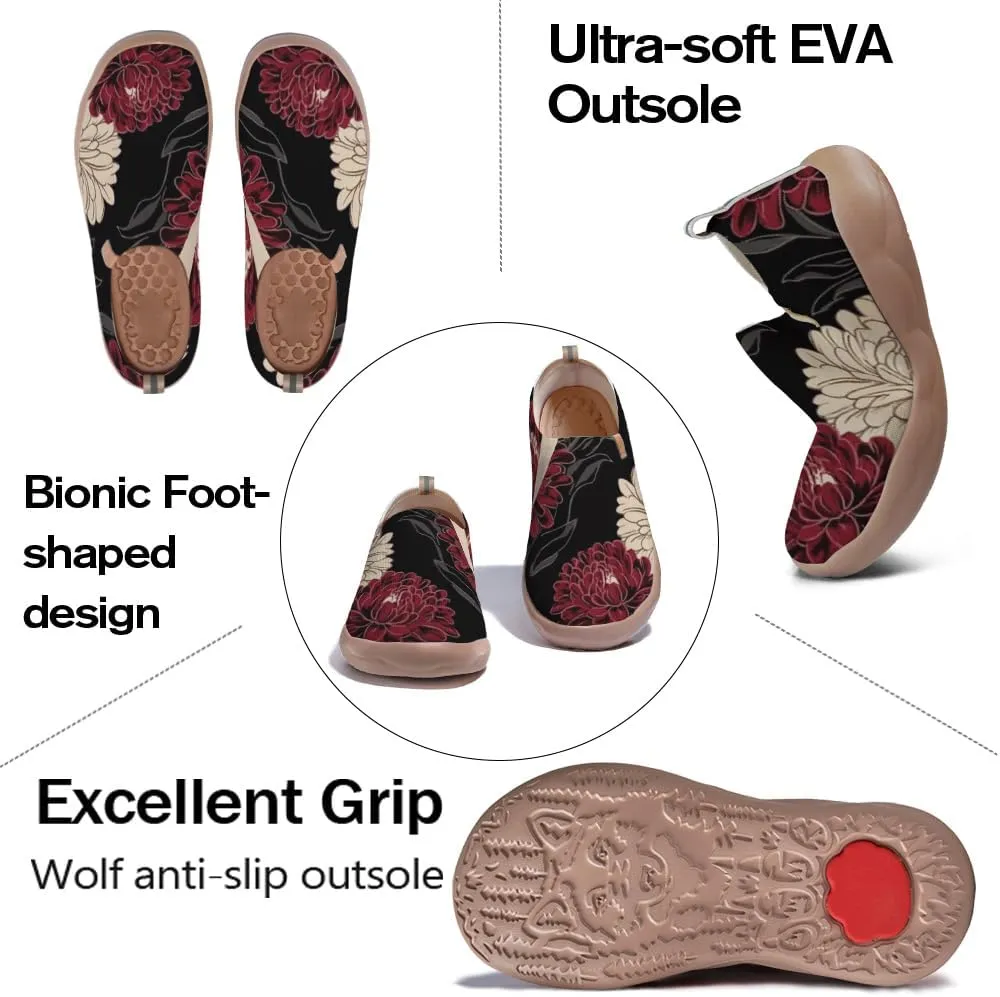 Women's Art Painted Travel Shoes Slip On Casual Knit Loafers Lightweight Comfort Fashion Sneaker Flowers