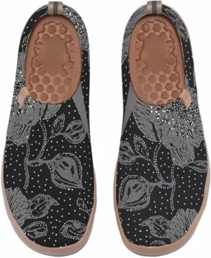 Women's Art Painted Travel Shoes Slip On Casual Knit Loafers Lightweight Comfort Fashion Sneaker Flowers