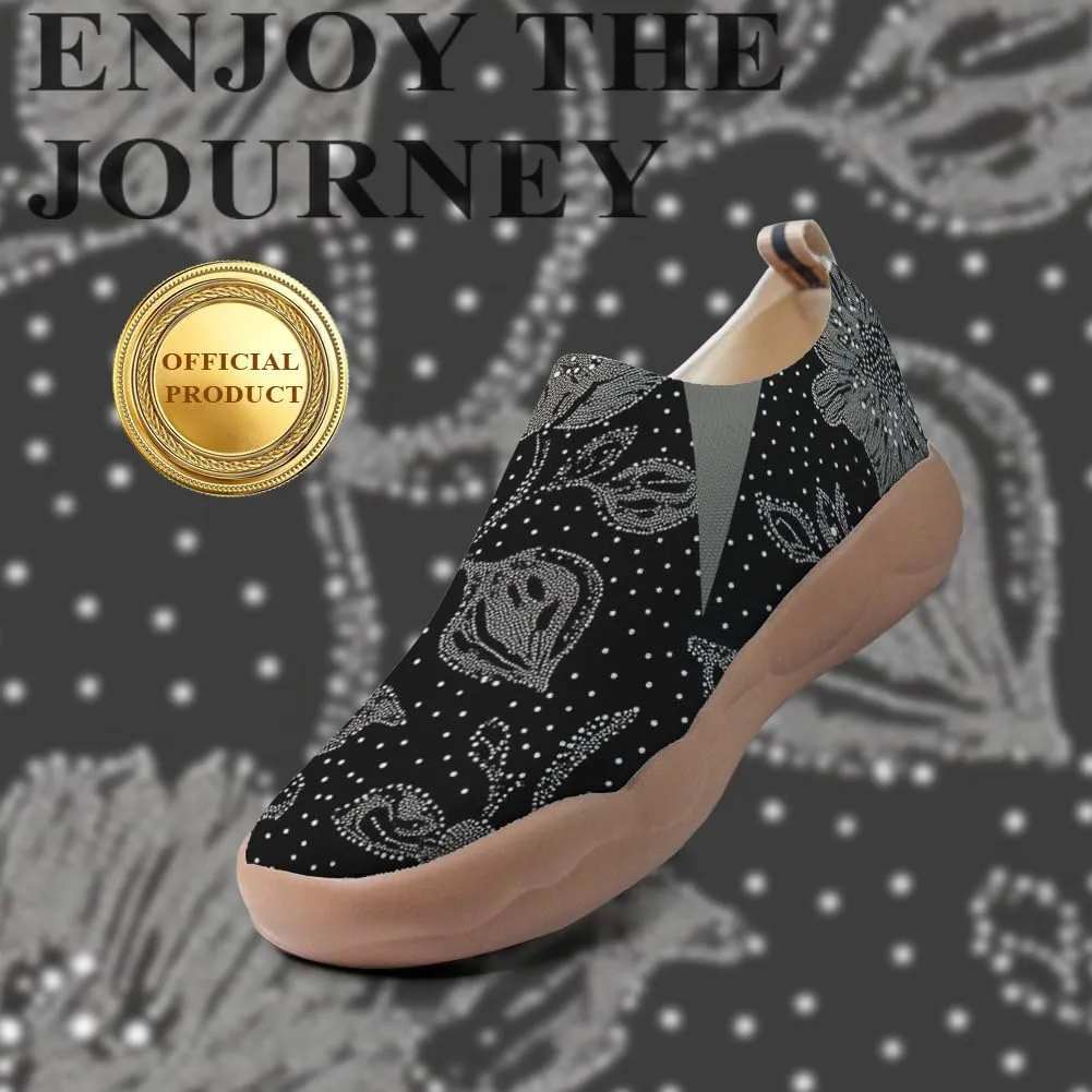 Women's Art Painted Travel Shoes Slip On Casual Knit Loafers Lightweight Comfort Fashion Sneaker Flowers