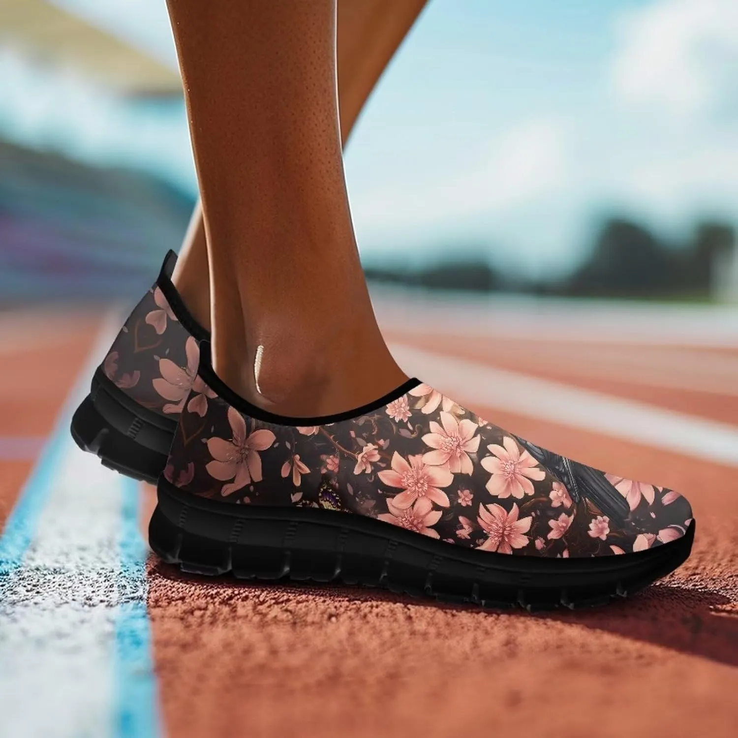 Women's Art Painted Travel Shoes Slip On Casual Mesh Loafers Lightweight Comfort Fashion Outdoor Sneaker for Ladies US Size 5.5-11.5