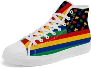 Women's Autism Awareness High Tops Canvas Shoes Autism High Top Sneakers Lace Up Casual Shoes Gifts for Girlfriend Ladies