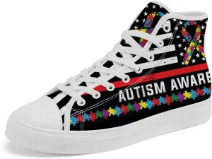 Women's Autism Awareness High Tops Canvas Shoes Autism High Top Sneakers Lace Up Casual Shoes Gifts for Girlfriend Ladies
