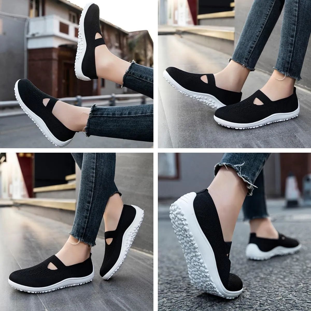 Women's Barefoot Shoes Slip on Zero Drop Workout Shoes Minimalist Walking Sneakers Lightweight Comfortable Footwear Athletic Sports Gym