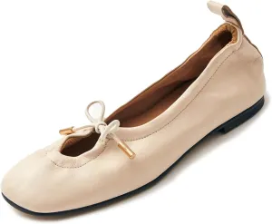 Womens Bow Ballet Flats Cute Square Toe Lace Up Bow Mary Jane Flats Slip On Casual Mary Ballerina Shoes
