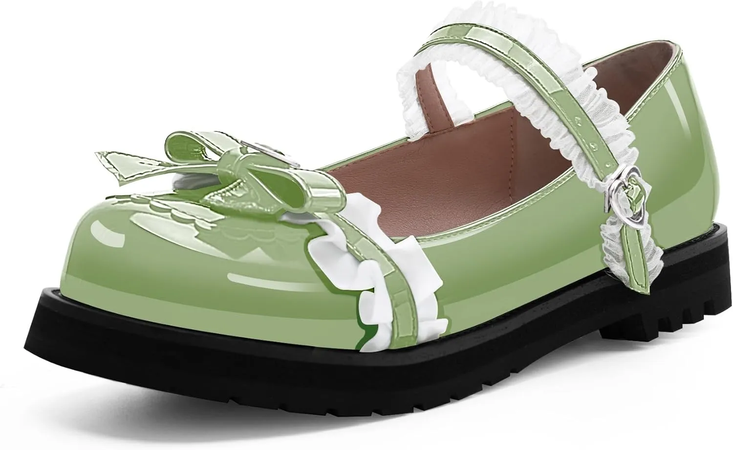 Women's Bow Mary Janes Flats Kawaii Lace Ankle Strap Platform Shoes