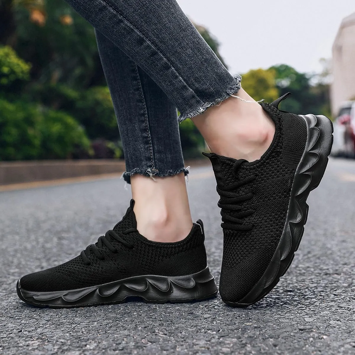 Women's Breathable Casual Athletic Sneakers, Lightweight Comfortable Slip On Gym Walking Tennis Fashion Sports Shoes