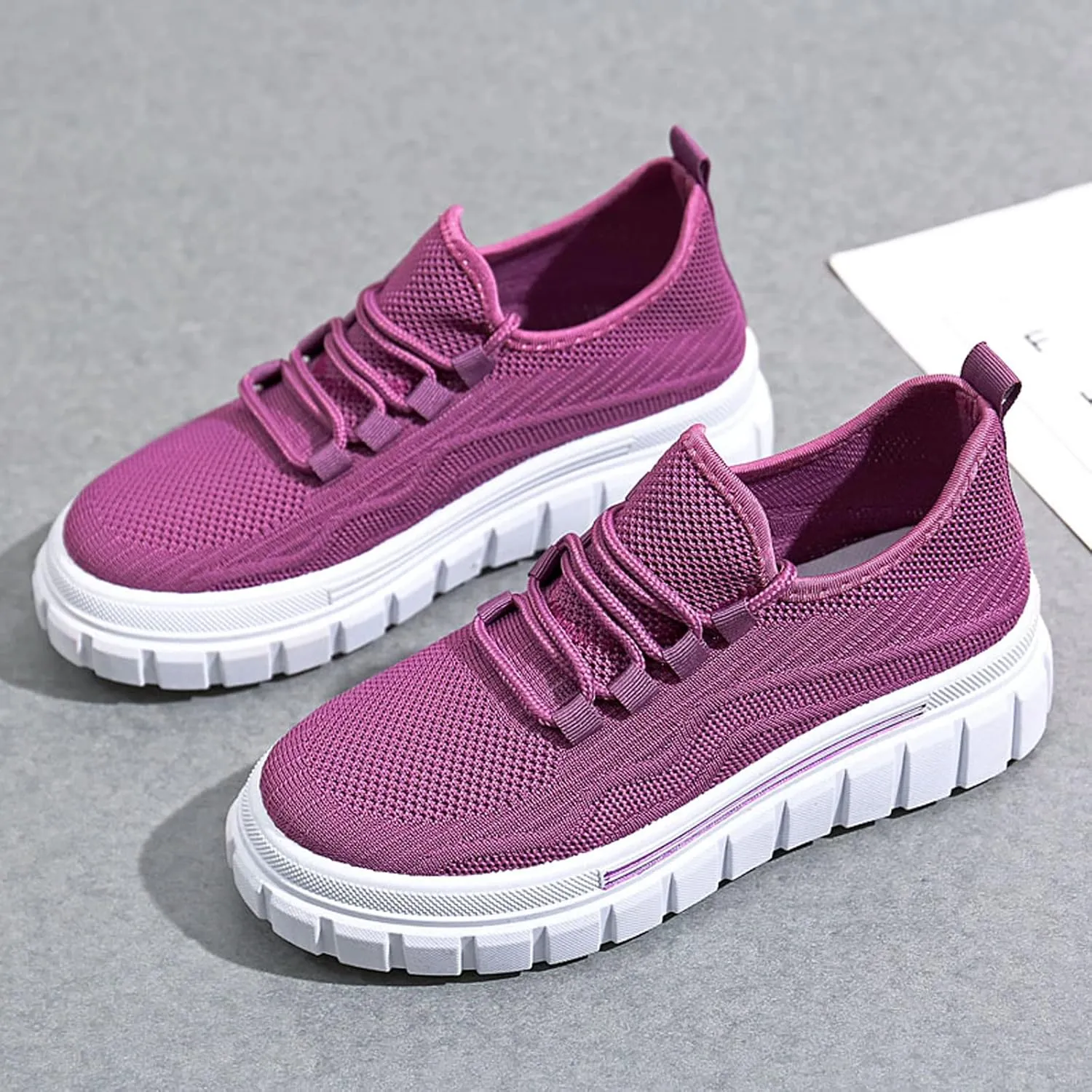 Women's Breathable Mesh Lace Up Walking Shoes,Casual Fashion Anti-Slip Sneakers,Lightweight Soft Sole Tennis Shoes for Gym Travel Sports