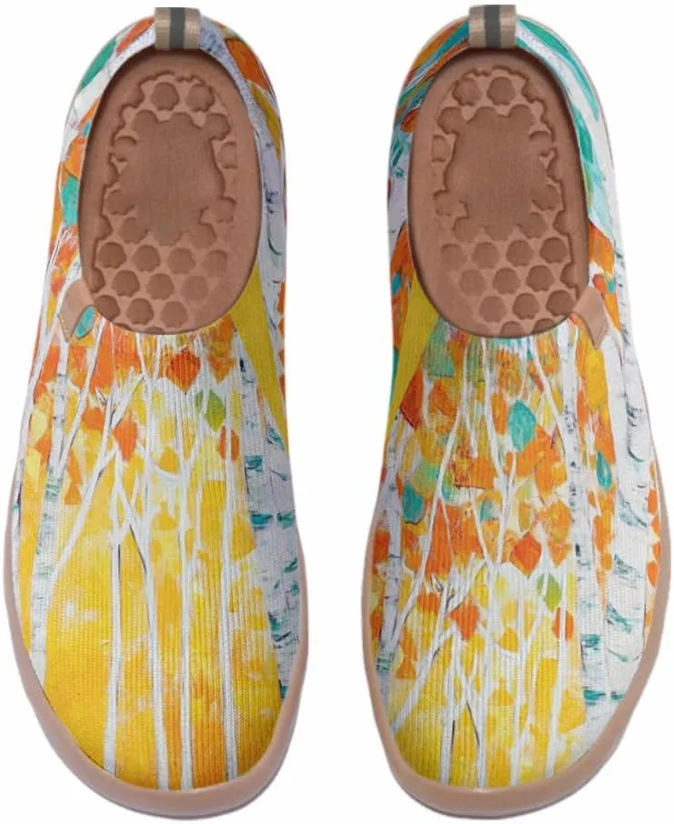 Women's Casual Loafers Slip On Ladies Flower Painted Walking Comfortable Lightweight Travel Shoes Knitted Mesh