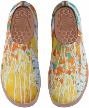 Women's Casual Loafers Slip On Ladies Flower Painted Walking Comfortable Lightweight Travel Shoes Knitted Mesh