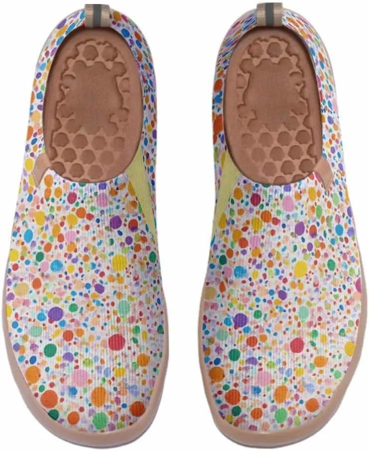 Women's Casual Loafers Slip On Ladies Flower Painted Walking Comfortable Lightweight Travel Shoes Knitted Mesh