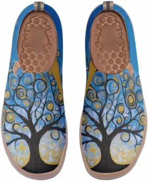 Women's Casual Loafers Slip On Ladies Flower Painted Walking Comfortable Lightweight Travel Shoes Knitted Mesh