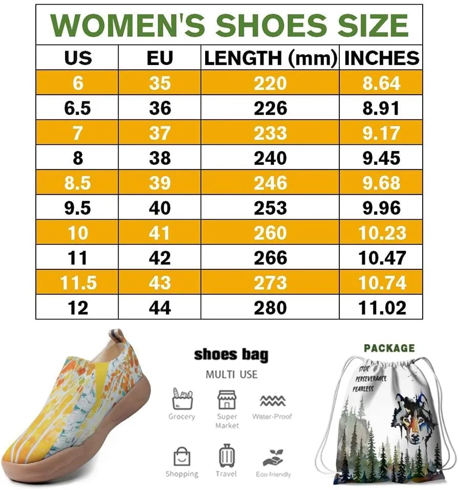 Women's Casual Loafers Slip On Ladies Flower Painted Walking Comfortable Lightweight Travel Shoes Knitted Mesh