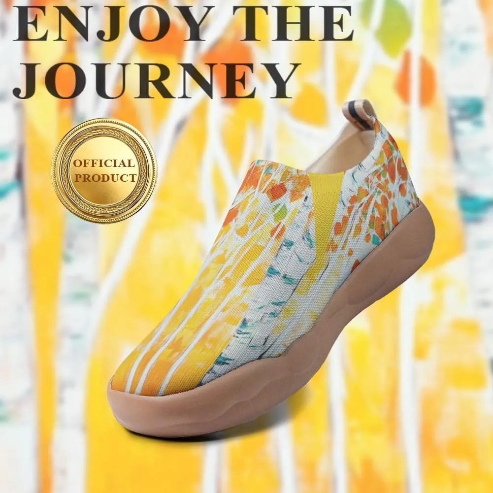 Women's Casual Loafers Slip On Ladies Flower Painted Walking Comfortable Lightweight Travel Shoes Knitted Mesh