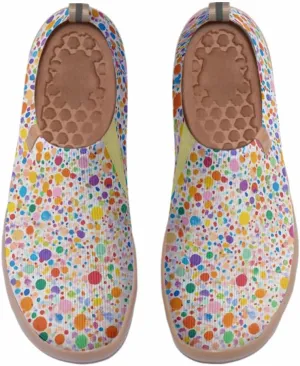 Women's Casual Loafers Slip On Ladies Flower Painted Walking Comfortable Lightweight Travel Shoes Knitted Mesh