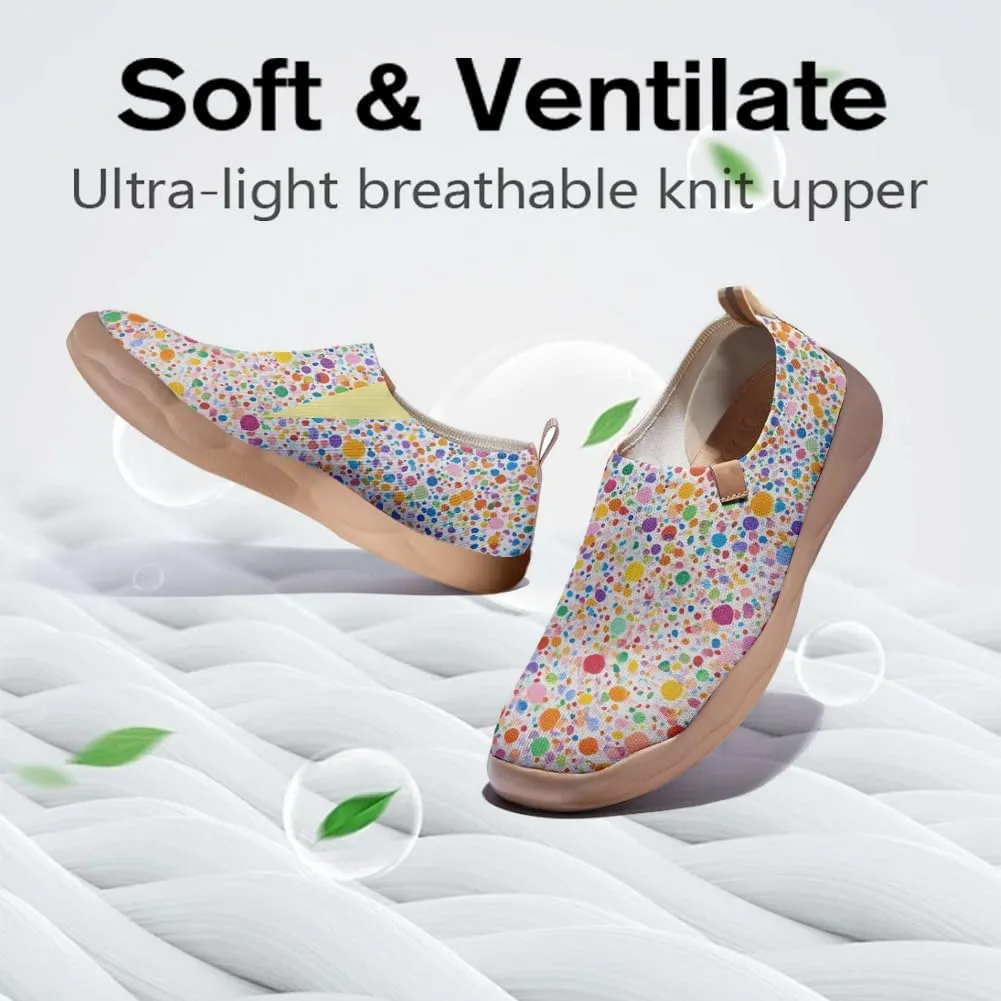 Women's Casual Loafers Slip On Ladies Flower Painted Walking Comfortable Lightweight Travel Shoes Knitted Mesh