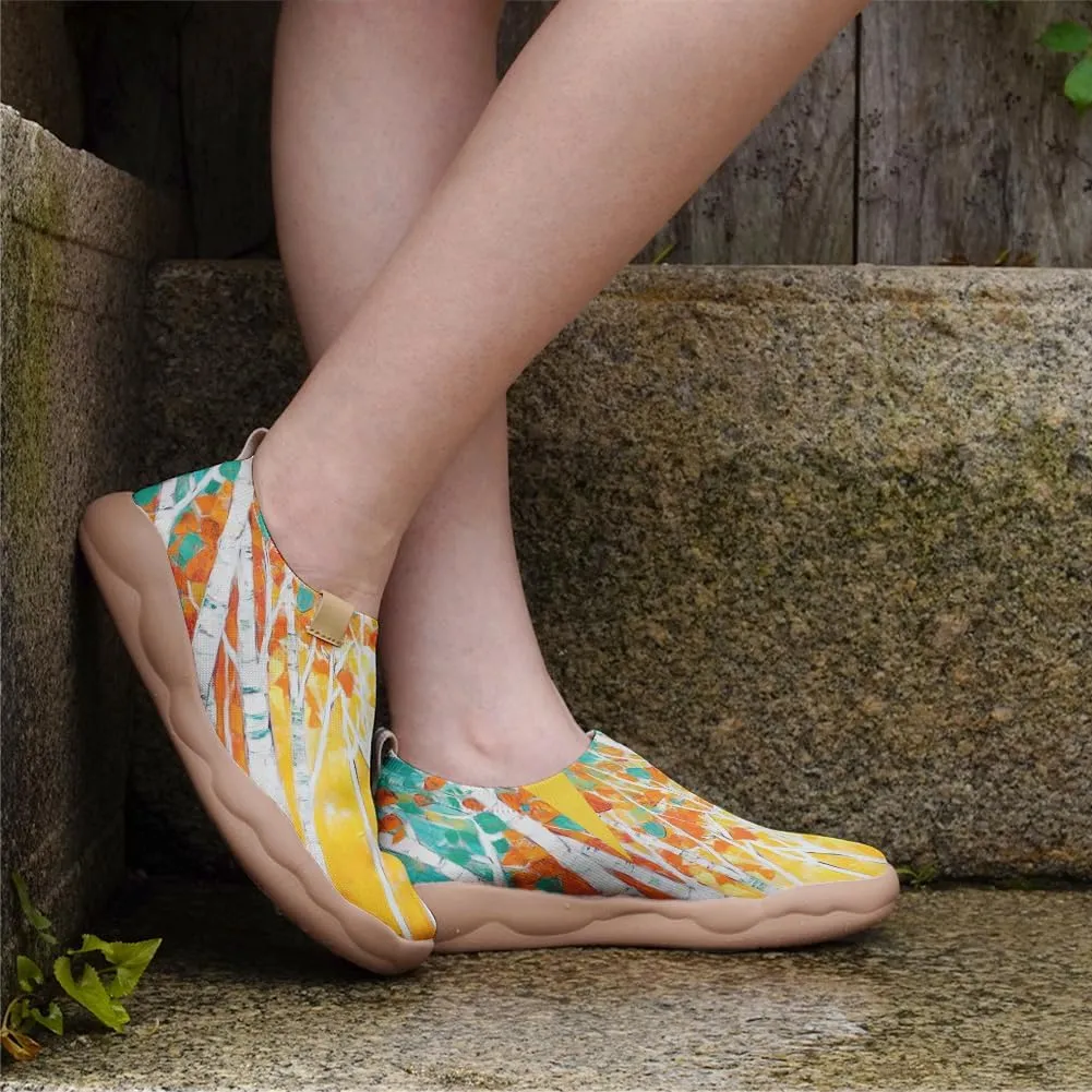 Women's Casual Loafers Slip On Ladies Flower Painted Walking Comfortable Lightweight Travel Shoes Knitted Mesh