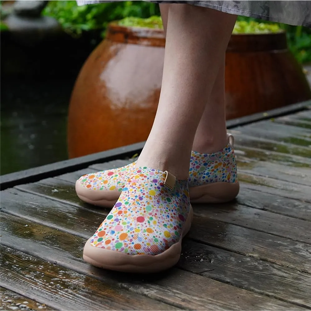 Women's Casual Loafers Slip On Ladies Flower Painted Walking Comfortable Lightweight Travel Shoes Knitted Mesh