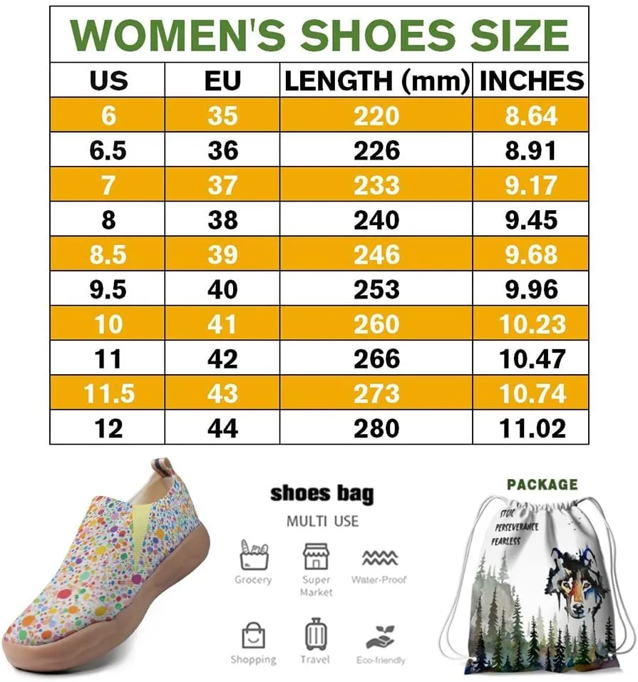 Women's Casual Loafers Slip On Ladies Flower Painted Walking Comfortable Lightweight Travel Shoes Knitted Mesh