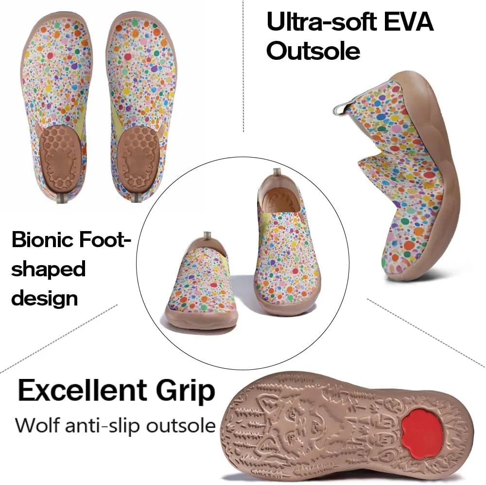 Women's Casual Loafers Slip On Ladies Flower Painted Walking Comfortable Lightweight Travel Shoes Knitted Mesh