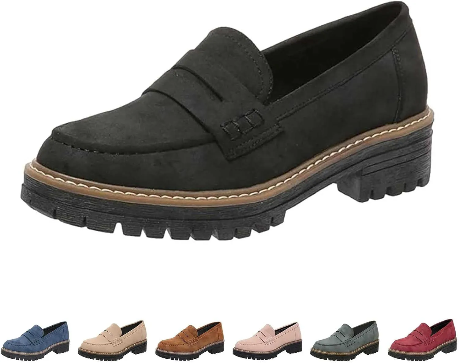 Women's Chunky Loafers Slip On Loafers Business Casual Shoes Dressy Platform Loafers Fashion Outfit Loafer Shoes