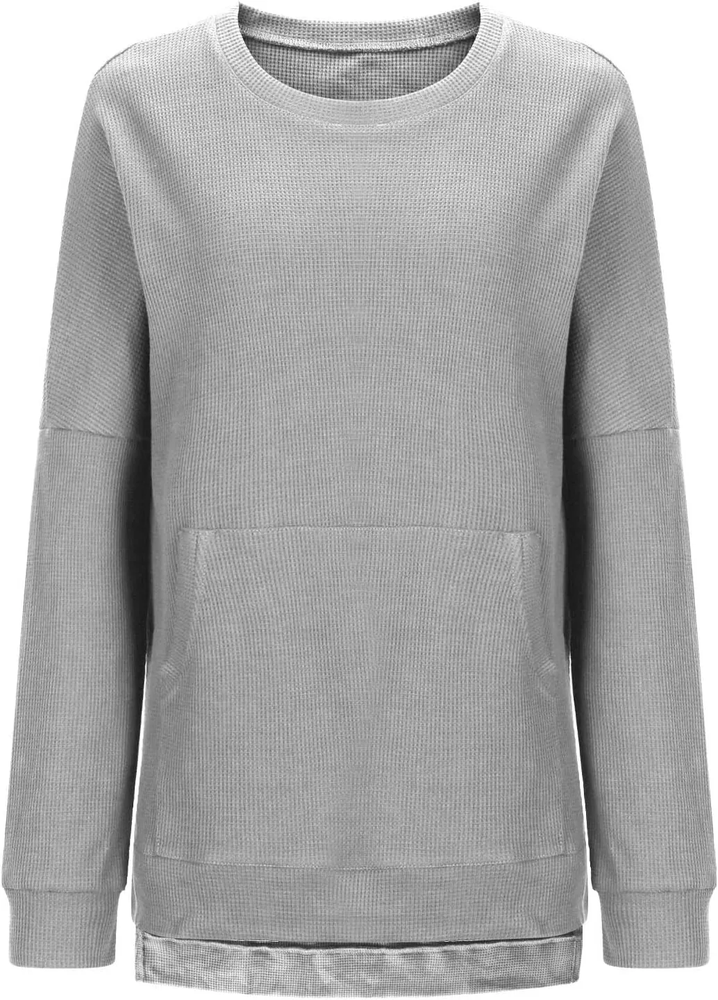 Womens Fall Fashion Sweatshirts 2024 Long Sleeve Crewneck Waffle Sweatshirt Casual Loose Solid Pullover Tops