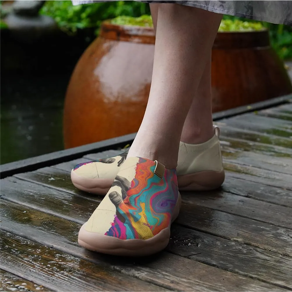 Women's Fashion Art Sneaker Painted Knit Slip-On Loafers Ladies Travel Shoes