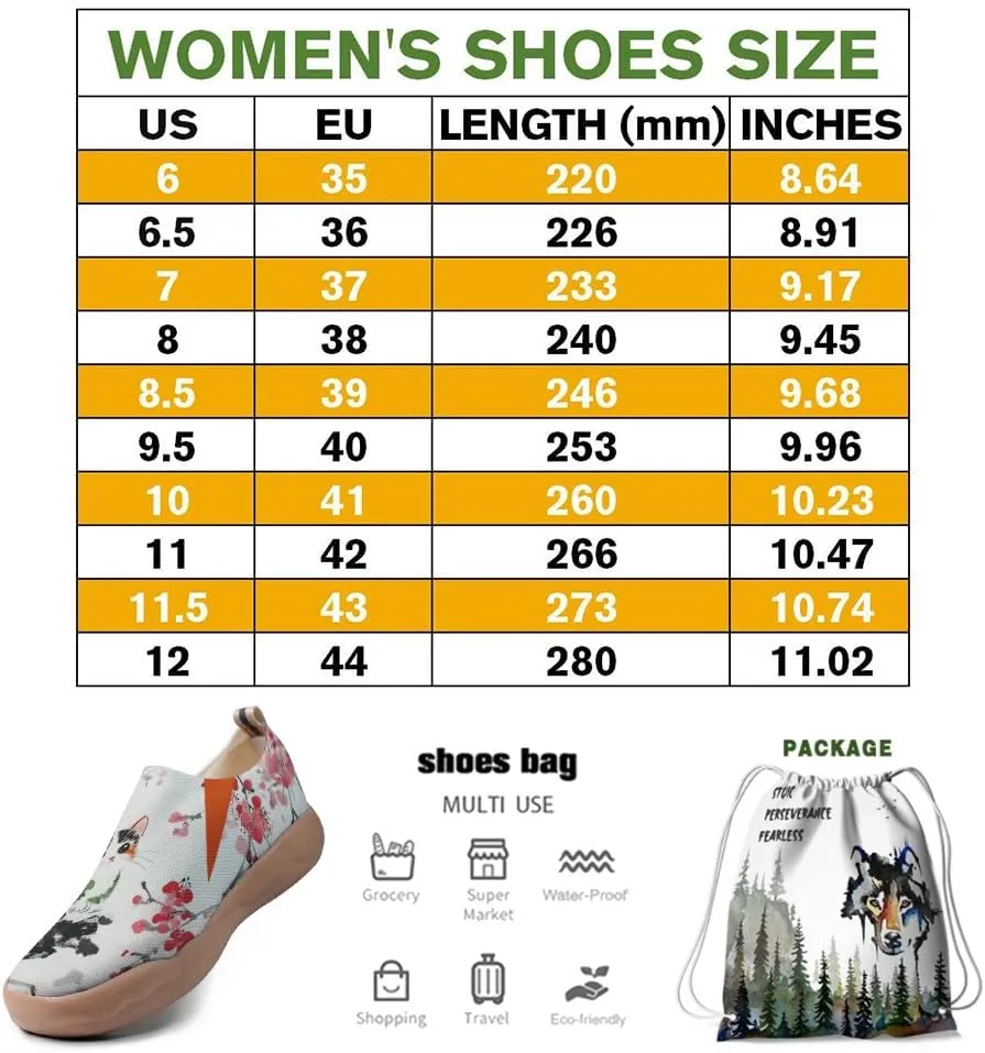 Women's Fashion Sneaker Ladies Travel Shoes Cat Painted Knit Slip On Loafers