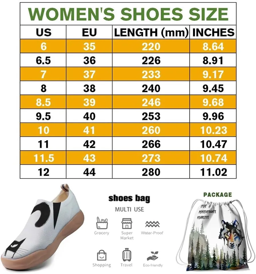 Women's Fashion Sneaker Ladies Travel Shoes Cat Painted Knit Slip On Loafers