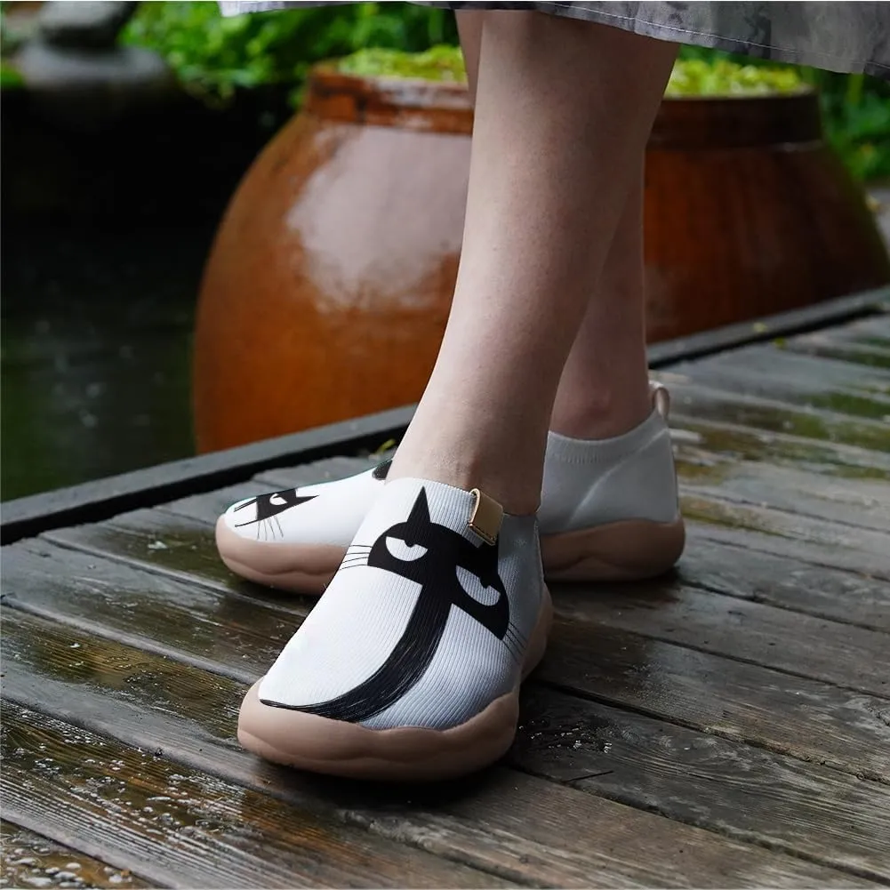 Women's Fashion Sneaker Ladies Travel Shoes Cat Painted Knit Slip On Loafers