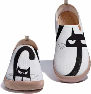 Women's Fashion Sneaker Ladies Travel Shoes Cat Painted Knit Slip On Loafers