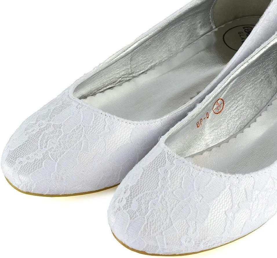 Womens Flat Bridal Shoes Ladies