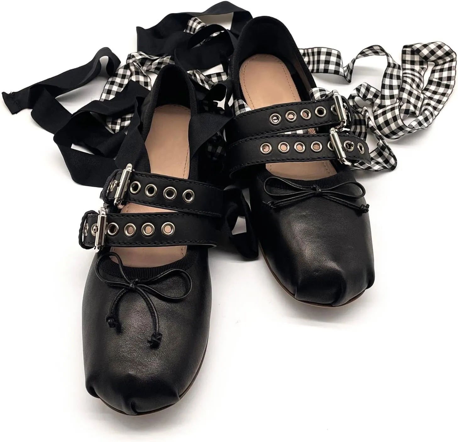 Women's Flats Black Ballet Flats for Women Bowknot Round Toe Comfort Lightweight Foldable Flats with Buckle Strap Slip On Dress Shoes Lace Up Closed Toe Sandals Women