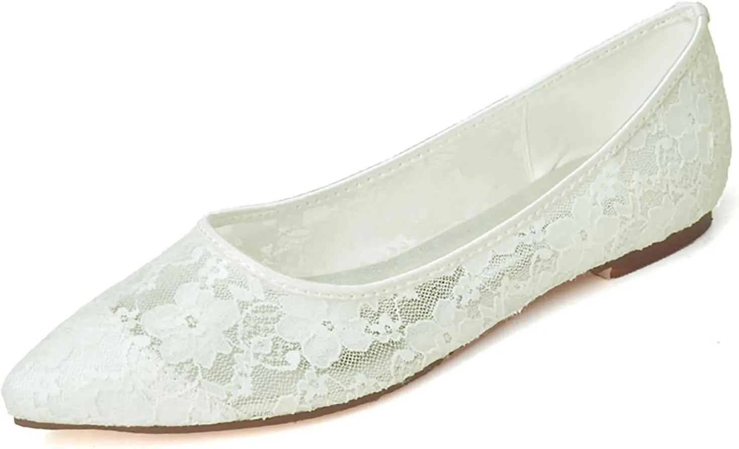 Women's Flats Cut Out Round Toe Slip On Floral Ballet Flat Comfortable Lace Flats Dressy