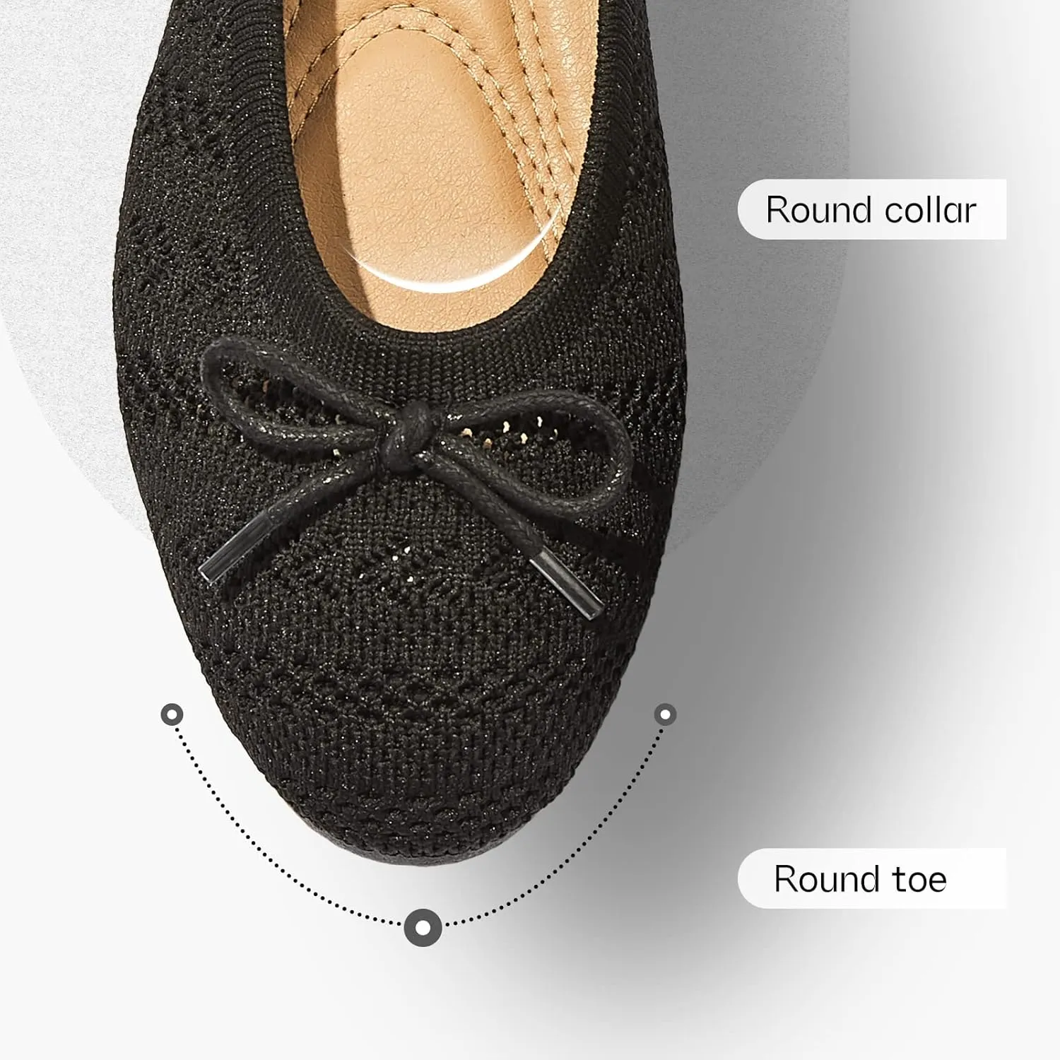Women's Flats Shoes Dress Shoes Round Toe Ballet Flats Comfortable Crochet Lace Black Flats Low Heel