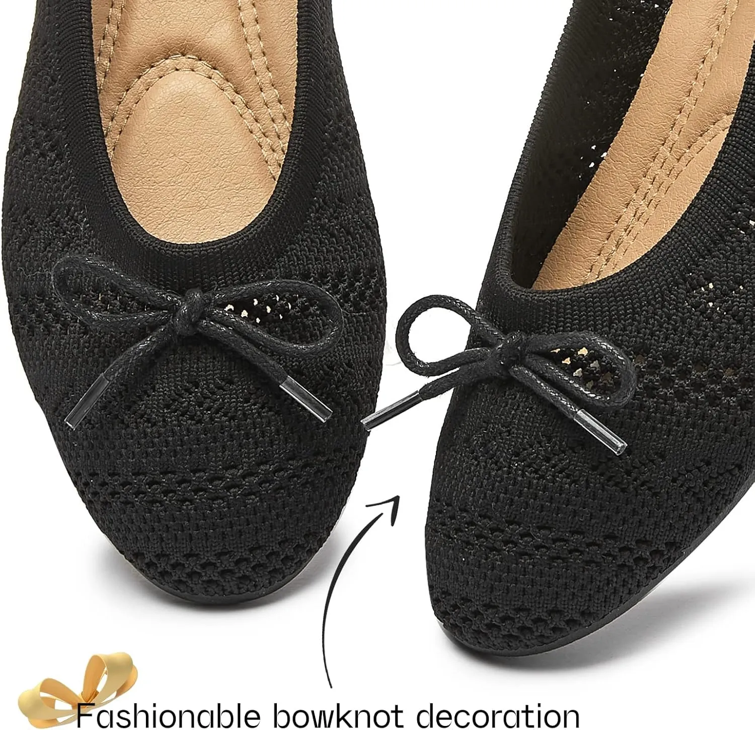 Women's Flats Shoes Dress Shoes Round Toe Ballet Flats Comfortable Crochet Lace Black Flats Low Heel